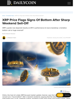 XRP Price Flags Signs Of Bottom After Sharp Weekend Sell-Off - DailyCoin