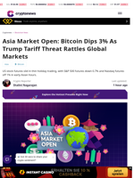 Bitcoin Dips 3% As Trump Tariff Threat Rattles Global Markets