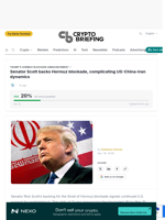 Senator Scott backs Hormuz blockade, complicating US-China-Iran dynamics