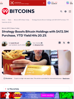 Strategy Boosts Bitcoin Holdings with $472.5M Purchase, YTD Yield Hits 20.2% - 99Bitcoins