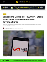 SenseTime Group Inc. (0020.HK) Stock: Gains Over 3% on Generative AI Revenue Surge - CoinCentral