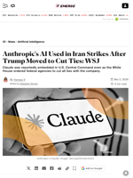Anthropic's AI Used in Iran Strikes After Trump Moved to Cut Ties: WSJ - Decrypt