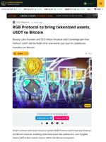 RGB Protocol Launches on Bitcoin With Tokenized Asset Support