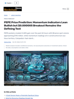 PEPE Price Prediction: Momentum Indicators Lean Bullish but $0.000005 Breakout Remains the Defining Test - Blockchain.News