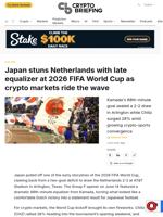 Japan stuns Netherlands with late equalizer at 2026 FIFA World Cup as crypto markets ride the wave