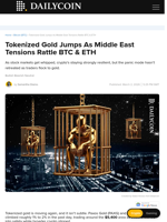Tokenized Gold Jumps As Middle East Tensions Rattle BTC & ETH - DailyCoin
