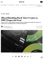 ‘Blood Rushing Back’ Into Crypto as XRP, Dogecoin Soar - Decrypt