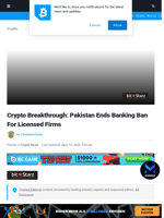 Crypto Breakthrough: Pakistan Ends Banking Ban For Licensed Firms