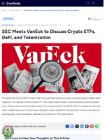 SEC Meets VanEck to Discuss Crypto ETFs, DeFi, and Tokenization