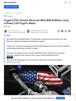 US Crypto News: Crypto ETFs Made New Records in July
