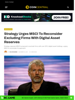 Strategy Urges MSCI To Reconsider Excluding Firms With Digital Asset Reserves