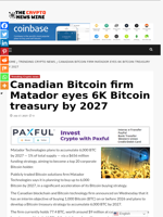 Canadian Bitcoin firm Matador eyes 6K Bitcoin treasury by 2027 - The Crypto News Wire