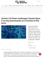 Gemini 3.8 Flash challenges Claude Opus 5 on key benchmarks at a fraction of the price