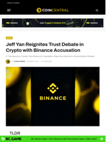 Jeff Yan Reignites Trust Debate in Crypto with Binance Accusation