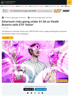 Ethereum Price May Slip Below $1.5K as Buterin Keeps Selling ETH