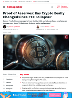Proof of Reserves: Has Crypto Really Changed Since FTX Collapse? - Coinspeaker