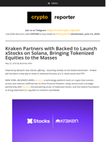 Kraken Partners with Backed to Launch xStocks on Solana, Bringing Tokenized Equities to the Masses