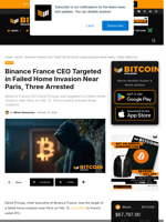 Binance France CEO Targeted In Failed Home Invasion