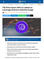 TIA Price Soars 49% in a Week as Leverage Outruns Celestia Usage - Crypto News Flash