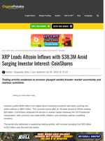 XRP Leads Altcoin Inflows with $38.3M Amid Surging Investor Interest: CoinShares