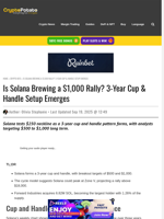 Is Solana Brewing a $1,000 Rally? 3-Year Cup & Handle Setup Emerges