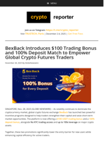 BexBack Introduces $100 Trading Bonus and 100% Deposit Match to Empower Global Crypto Futures Traders