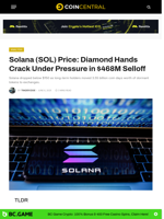 Solana (SOL) Price: Diamond Hands Crack Under Pressure in $468M Selloff - CoinCentral