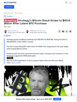Strategy’s Bitcoin Stack Grows to $40.6 Billion After Latest BTC Purchase