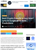 Best Crypto Presale to Buy Now? Lyno AI Surges With Bold Predictions | Live Bitcoin News