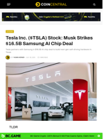 Tesla Inc. ($TSLA) Stock: Musk Strikes $16.5B Samsung AI Chip Deal