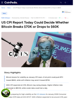 US CPI Report Today Could Decide Whether Bitcoin Breaks $70K or Drops to $60K