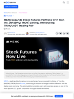 MEXC Expands Stock Futures Portfolio with Tron Inc. (NASDAQ: TRON) Listing