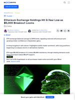 ETH Price Targets $5,000 as Exchange Balances Hit 9-Year Low