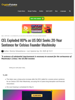 CEL Exploded 80% as US DOJ Seeks 20-Year Sentence for Celsius Founder Mashinsky