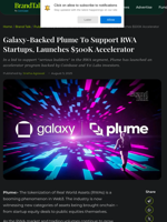 Galaxy-Backed Plume To Support RWA Startups, Launches $500K Accelerator