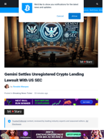 Gemini Settles Unregistered Crypto Lending Lawsuit With US SEC | Bitcoinist.com