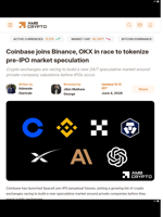 Coinbase joins Binance, OKX in race to tokenize pre-IPO market speculation - AMBCrypto