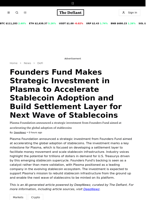Founders Fund Makes Strategic Investment in Plasma to Accelerate Stablecoin Adoption and Build Settlement Layer for Next Wave of Stablecoins - 