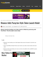 Binance Adds Pump.fun-Style Token Launch Model