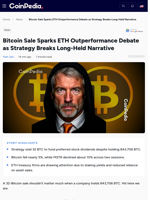 Bitcoin Sale Sparks ETH Outperformance Debate as Strategy Breaks Long-Held Narrative