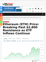 Ethereum (ETH) Price: Breaking Past $2,800 Resistance as ETF Inflows Continue - The Crypto News Wire