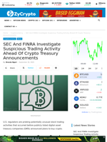 SEC And FINRA Investigate Suspicious Trading Activity Ahead Of Crypto Treasury Announcements ⋆ ZyCrypto