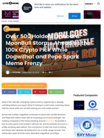 Over 500 Holders Onboard: MoonBull Storms Ahead as the 100x Crypto Pick While Dogwifhat and Pepe Spark Meme Frenzy | Live Bitcoin News