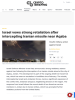 Israel vows strong retaliation after intercepting Iranian missile near Aqaba