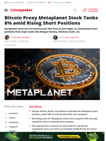 Metaplanet Down 8% as Short Interest Surges