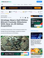 Strategy Nears Half-Million Bitcoin Custody Milestone With New $1.99 Billion Acquisition – Crypto News Bitcoin News