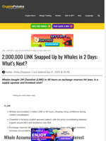 2,000,000 LINK Snapped Up by Whales in 2 Days: What’s Next?