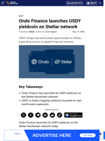 Ondo Finance launches USDY yieldcoin on Stellar network