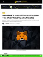 MetaMask Stablecoin Launch Expected This Week With Stripe Partnership - CoinCentral