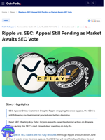 Ripple vs. SEC: Appeal Still Pending as Market Awaits SEC Vote